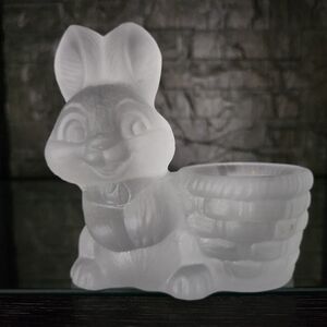 Goebel Frosted Glass Bunny Rabbit Easter Egg / Candle Holder